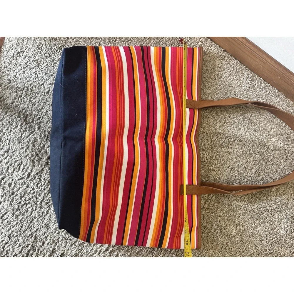 Thirty-One Pinstripe Punch Print Beach Bag Tote ~ Med/Lrg ~ Preowned, But Unused
